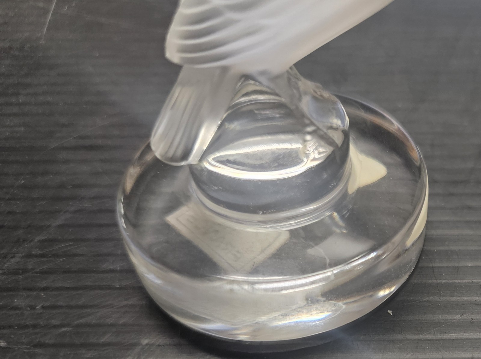 Vintage Lalique France Clear Crystal Tourterelle Preening Turtledove