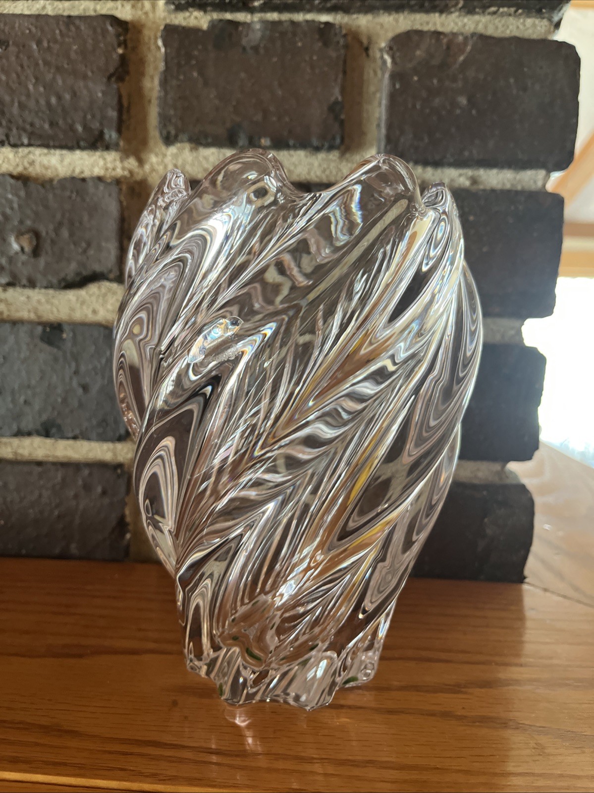 French Crystal ART VANNES Modernist Heavy Crystal 7.5” Glass Vase France