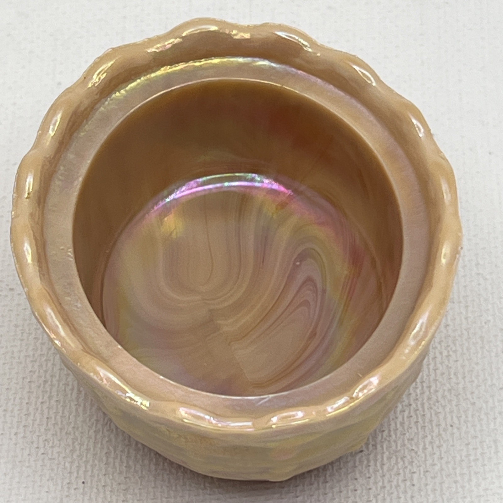 Hen On The Nest Summit Peach Opalescent Glass W/ Marigold Carnival Iridescent