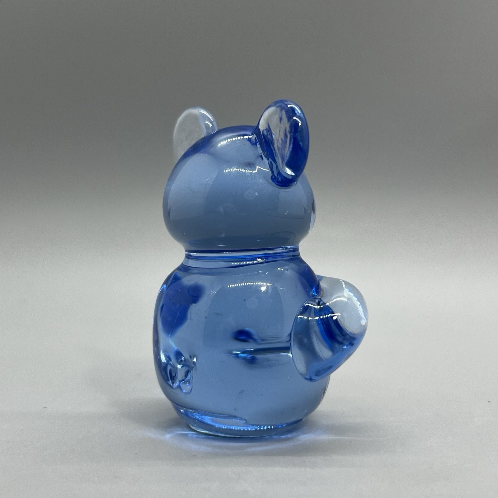 Vintage Blown Glass Blue Bear Paperweight US Commemorative Fine Arts Gallery