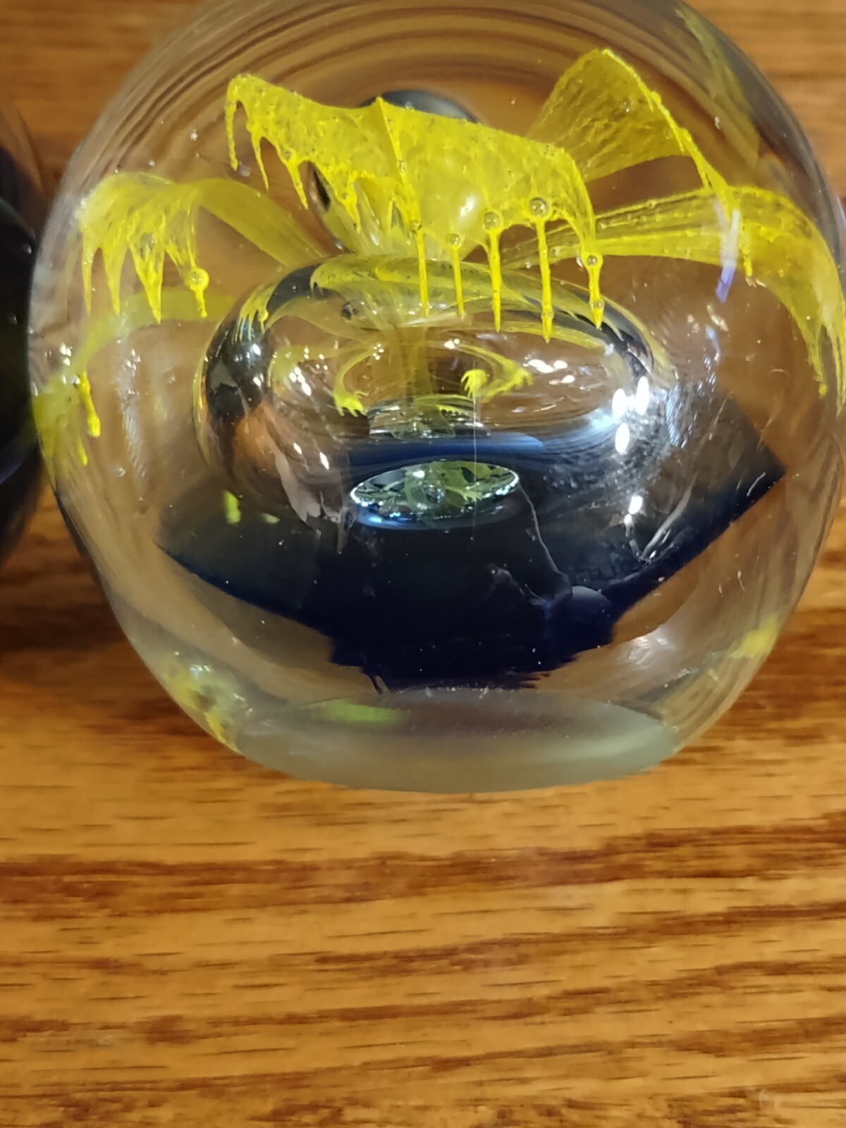 5 different beautiful hand blown art glass Crystal paperweights.