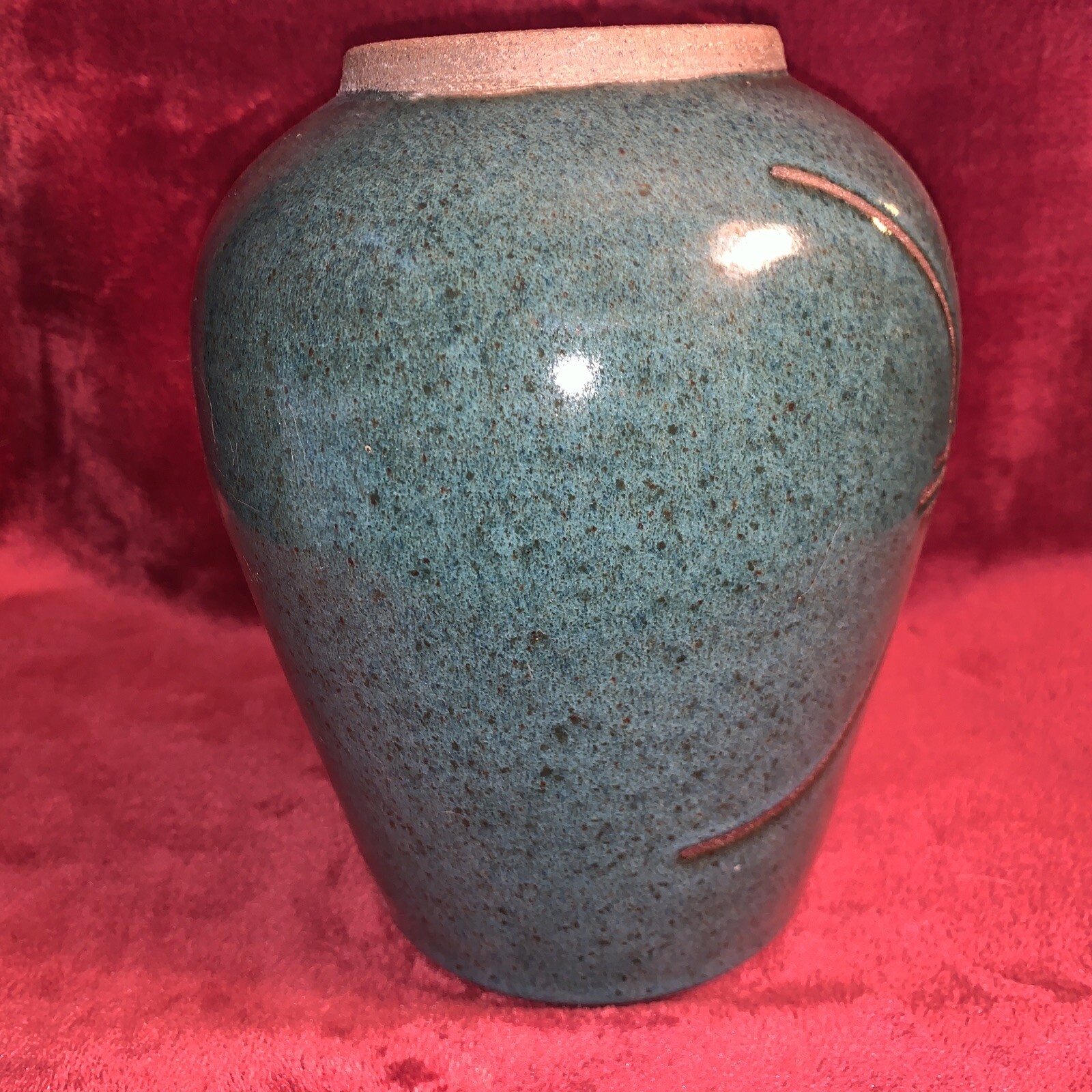 Vintage Ikebana Studio Pottery by Carole Westlund Signed Teal. Approx. 8” Tall