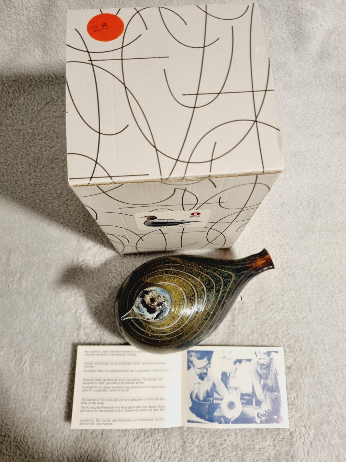 Oiva Toikka Long Tailed Duck. Hand Blown. Glass Bird From Finland.