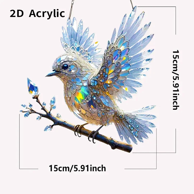 Diamond Art Hummingbird Acrylic Crystal Sky Bluebird Colorful Charming Shining A