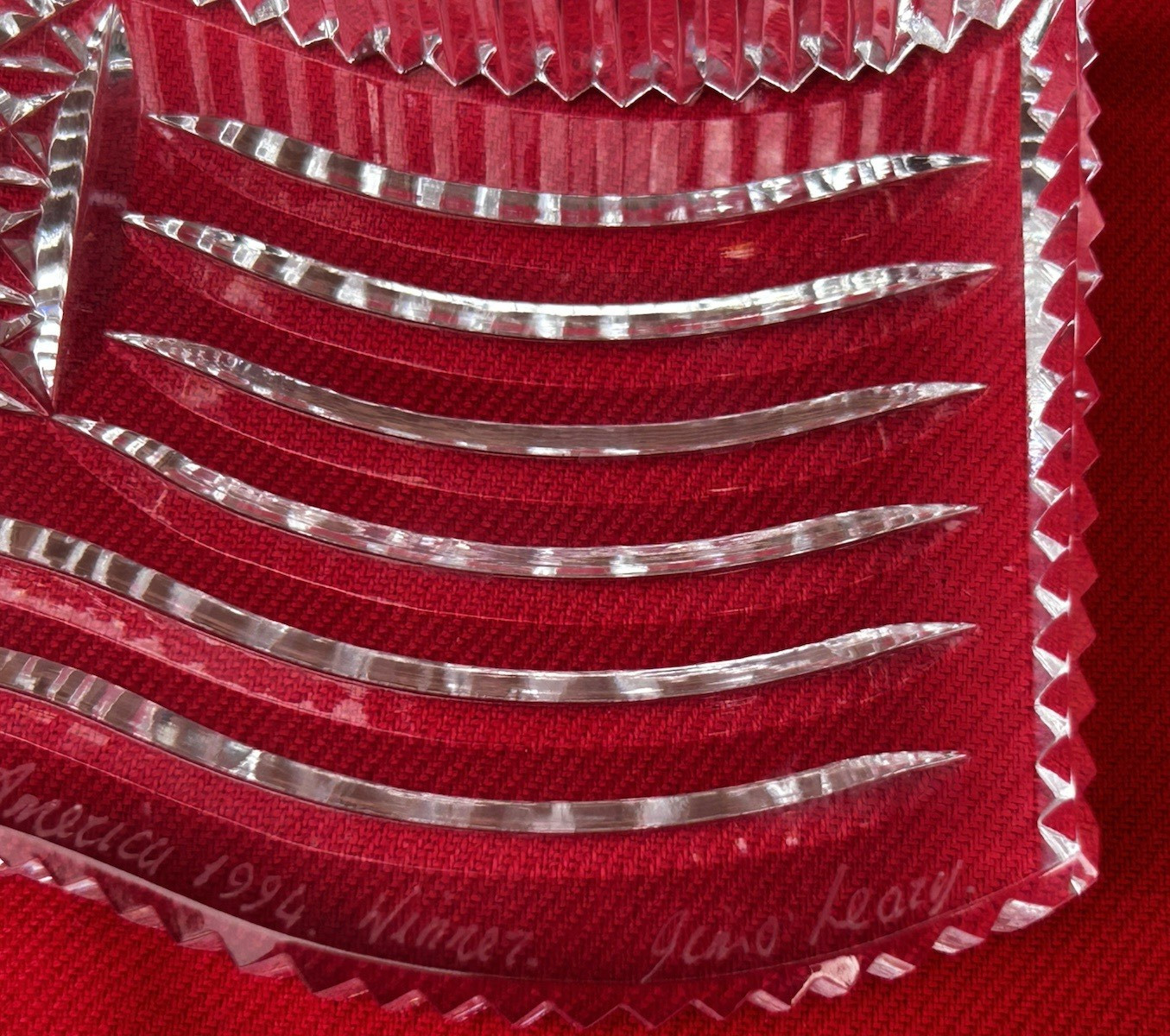 Waterford Crystal Paperweight American Flag Engraved w/ Name 1994 Jim O’Leary