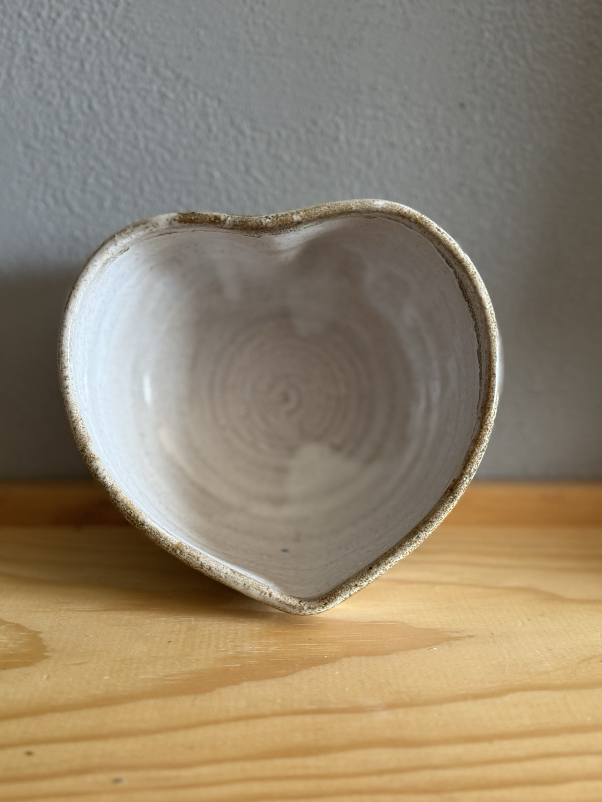 Handmade Heart Shaped Pottery Trinket Jewelry Dish White Glazed