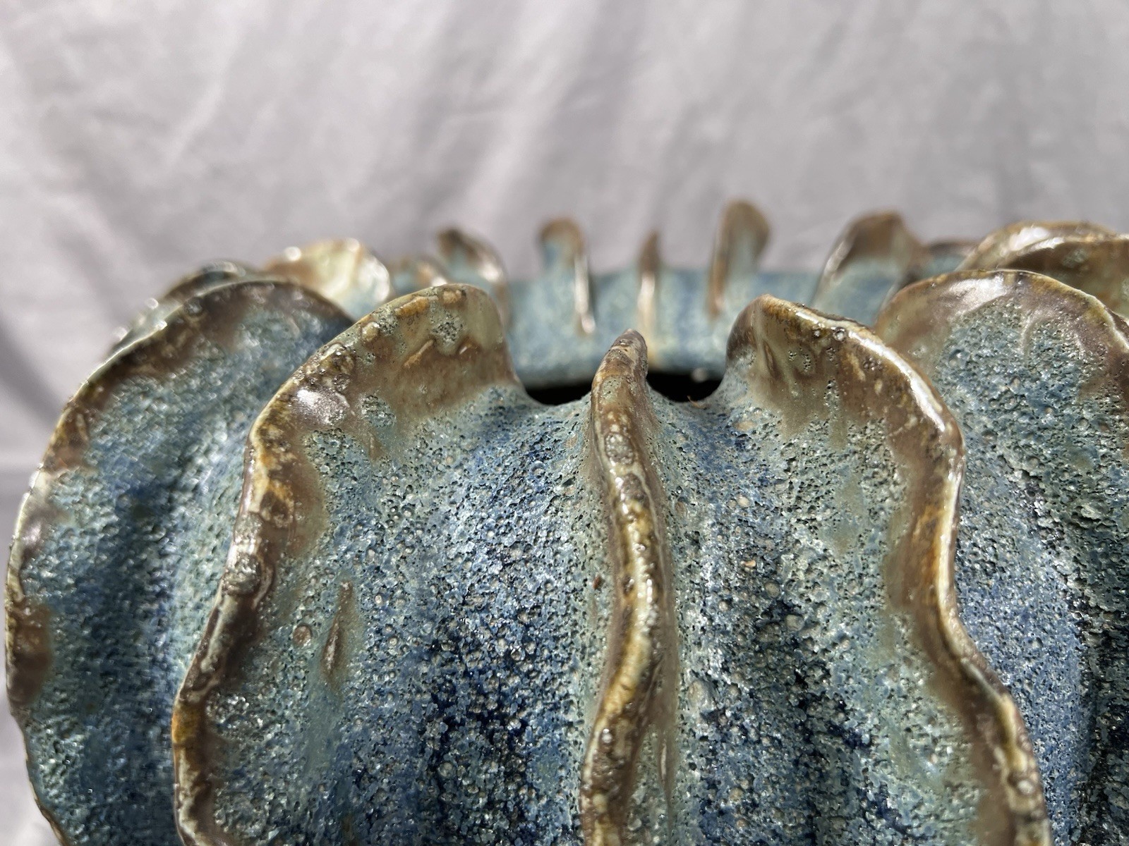 Des Pots Blue Glaze Vintage Netherlands Pottery Coral Style Planter Stonewear