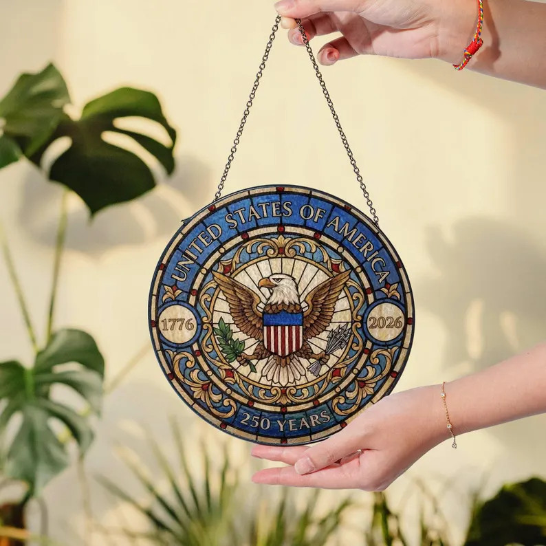 USA Patriotic Freedom Suncatcher Glass