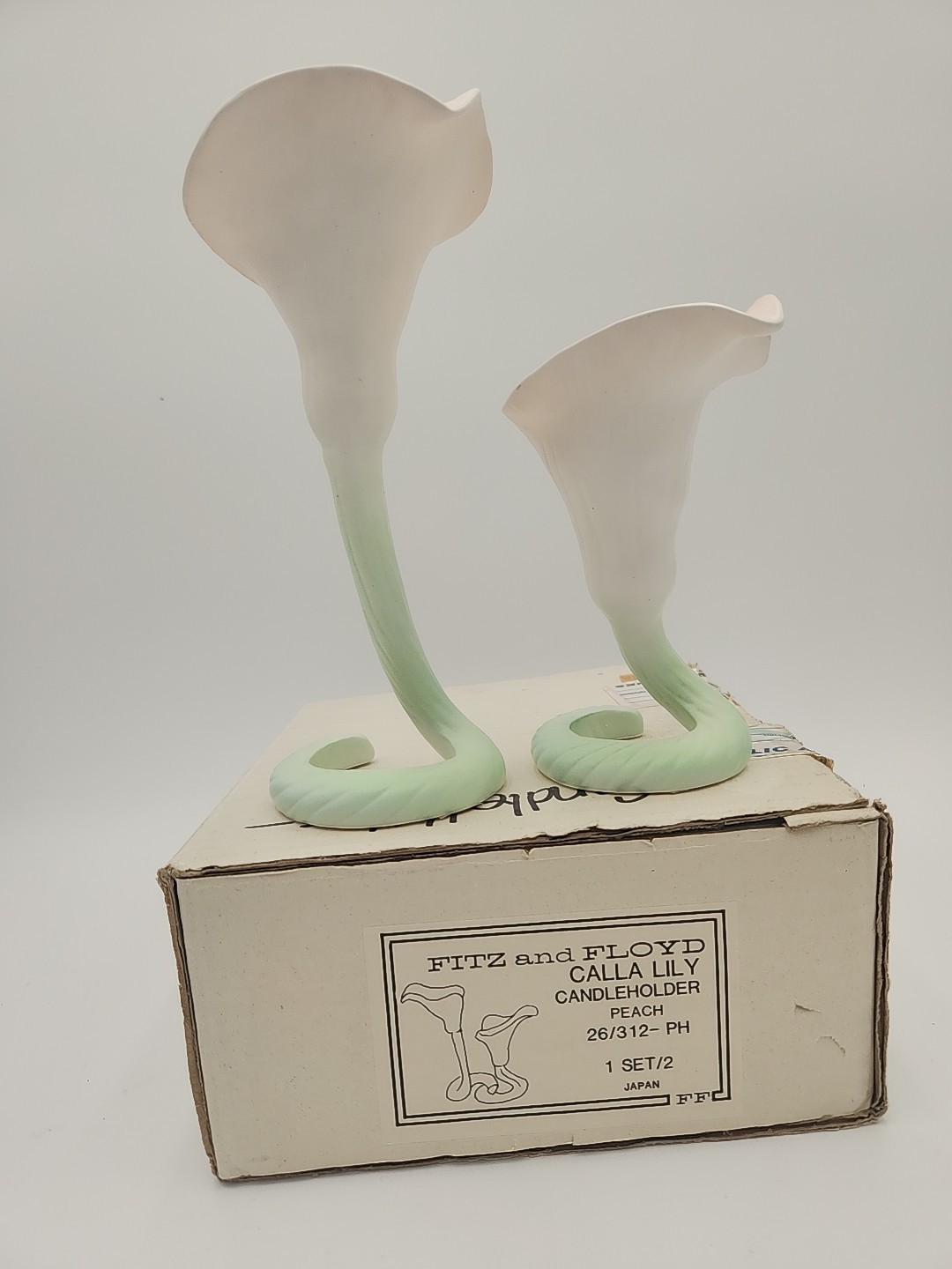 Vintage Fitz & Floyd Calla Lily Candle Holders Set of 2 Original Box EUC Japan