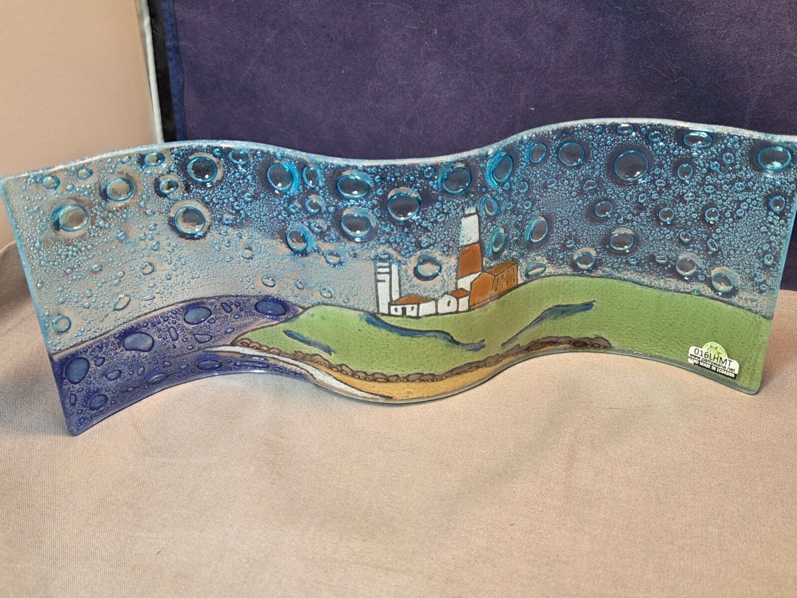 Pampeana Fused Art Glass Montauk Point NY Historic Lighthouse curved glass