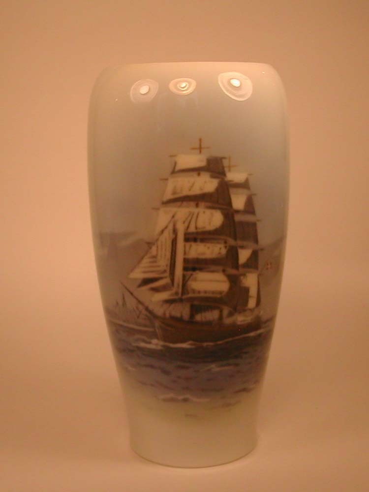 Royal Copenhagen Georg Stage Danish Rigged Clipper Ship Vase 4570 Denmark Signed