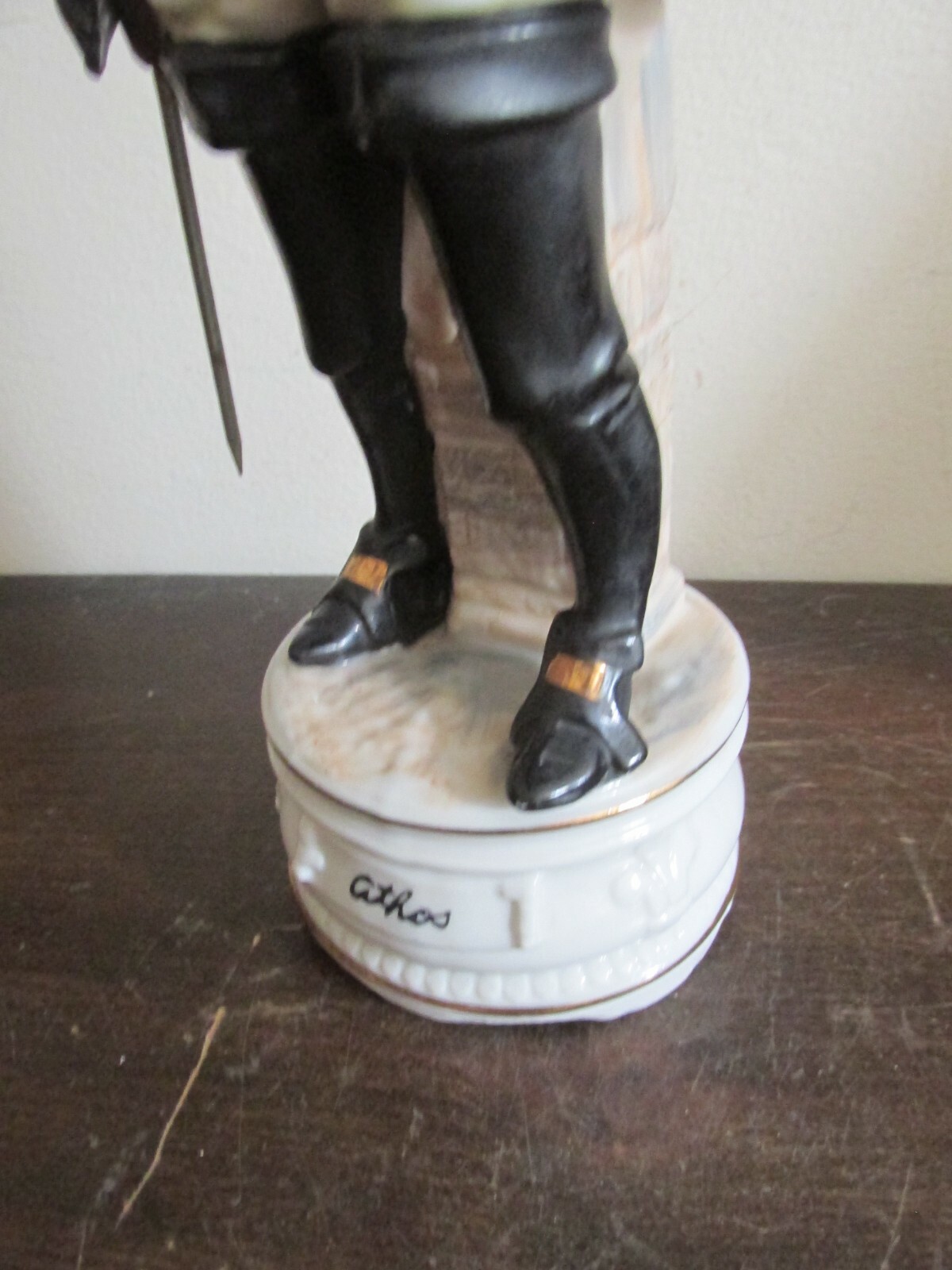 Vintage Continental Porcelain Hand Painted Figurine Musketeer Athos 10″