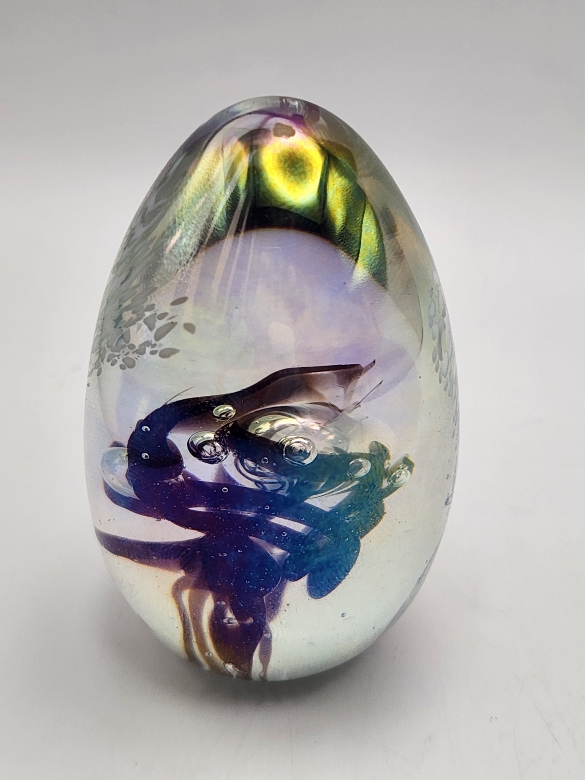 Vintage 1983 GES Glass Eye Studio MSH Mount St Helen Ash 2.5″ Egg Paperweight