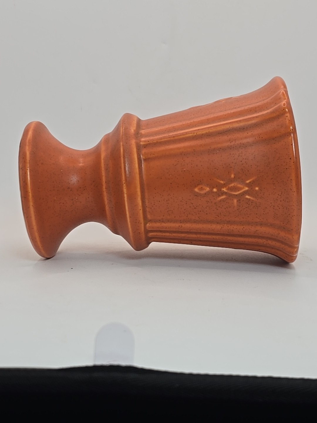 Vintage Pedestal Urn Vase Burnt Orange Glaze USA 6.75 In