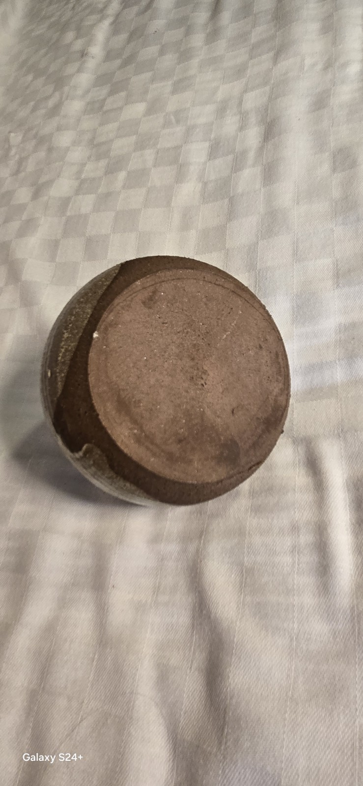 Handmade Round Stoneware Jug H4-3/4″X4″Round, Unsigned
