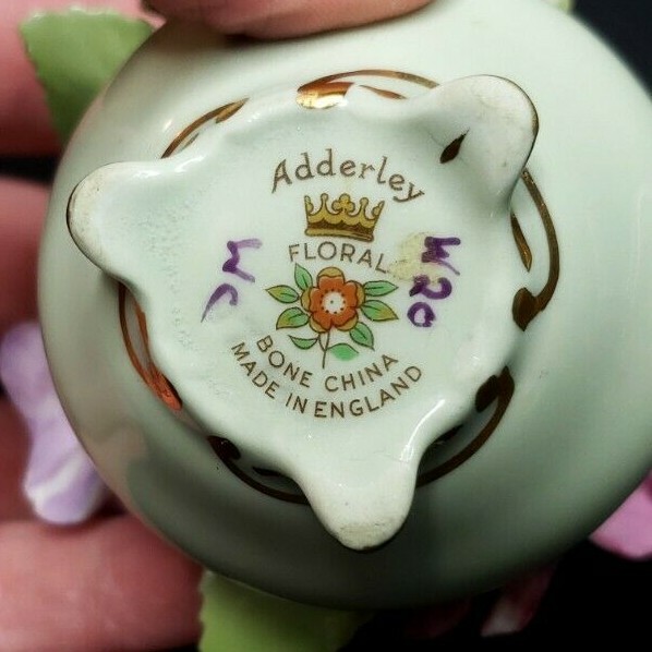 Vintage Adderly Bone China Small Porcelain Flowers In A Flower Pot – England