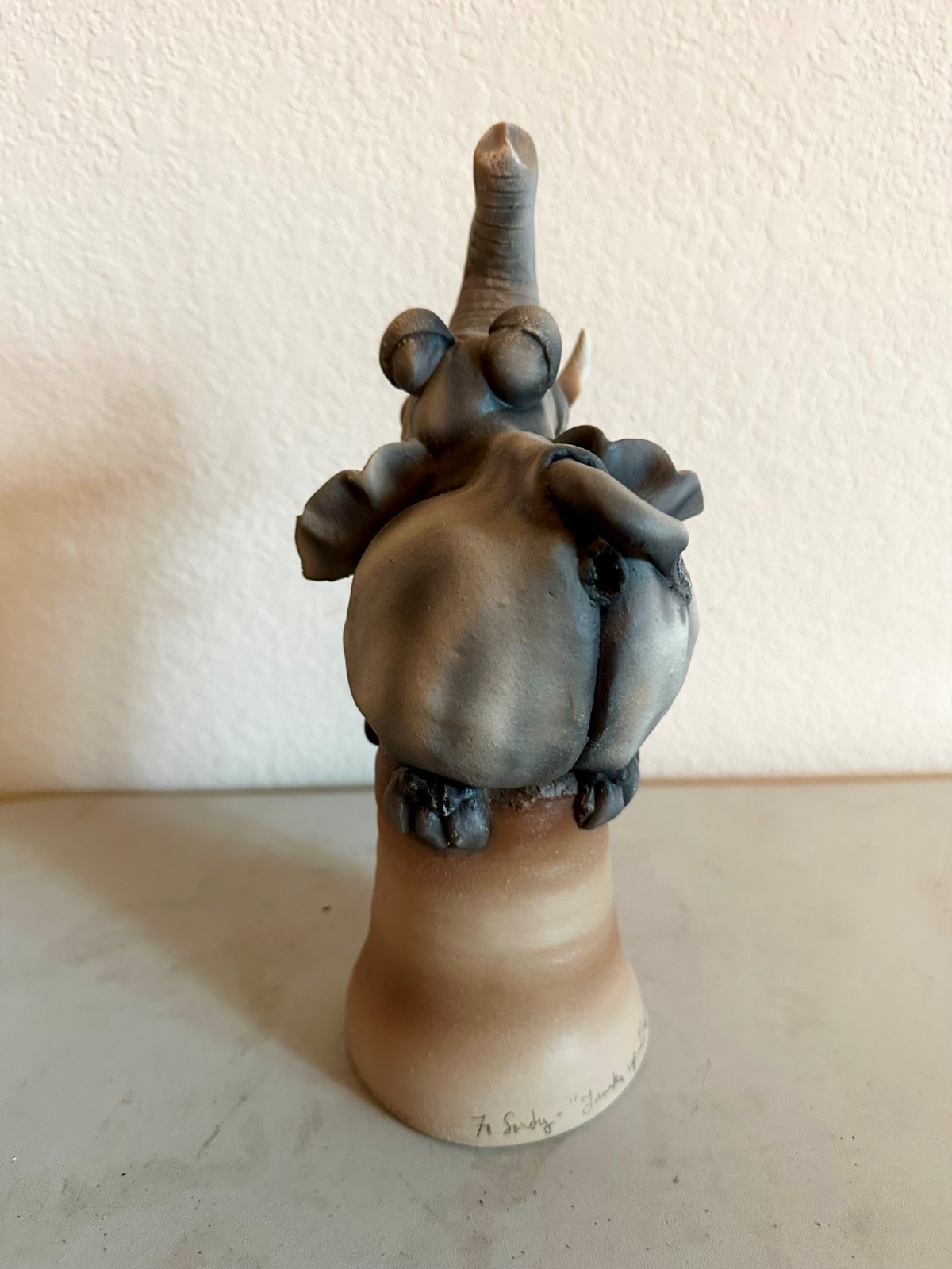 Vintage 1997 Official Todd Warner Elephant Handcrafted Ceramic Bell, Signed