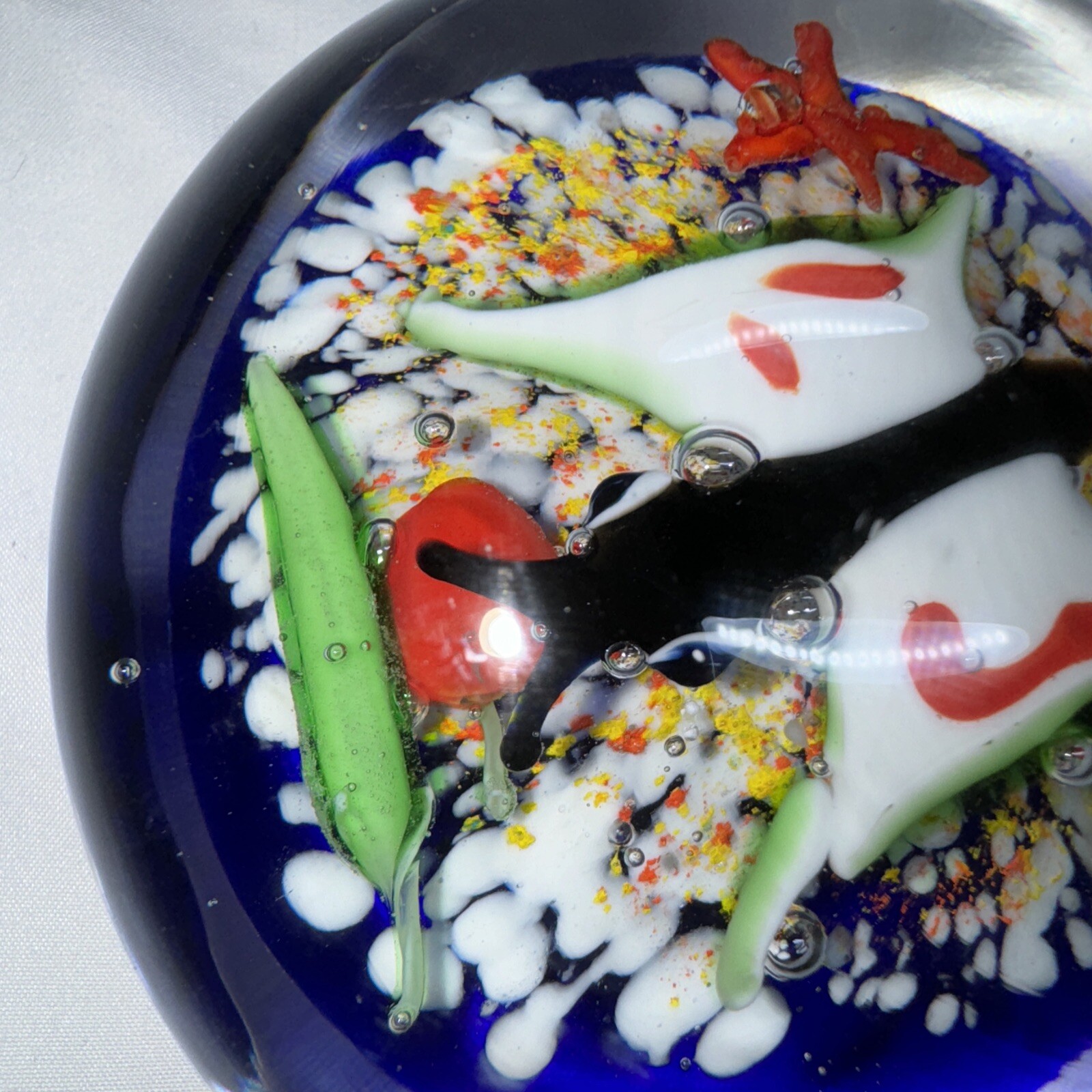 Large Glass Paperweight Sea Scape Fruit Butterfly Almost 3lbs