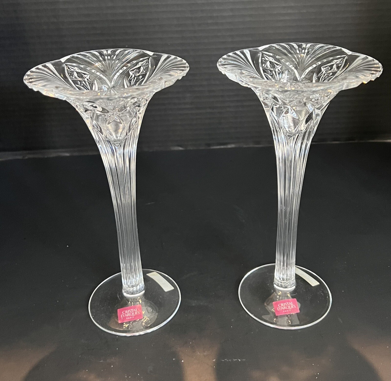 Vtg 2 Cristal D’Arques Paris Vincennes Crystal Chandeliers Candlesticks In Box