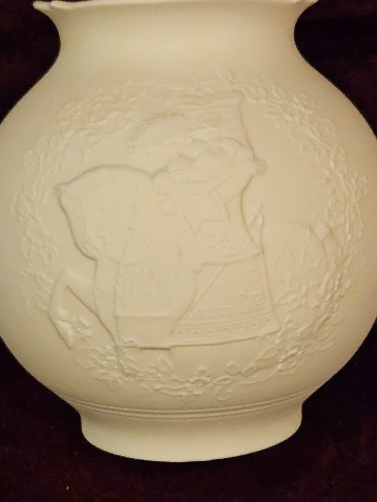 Kaiser West Germany White Bisque Vase 6″ Horse Cornucopia Woman Flowers