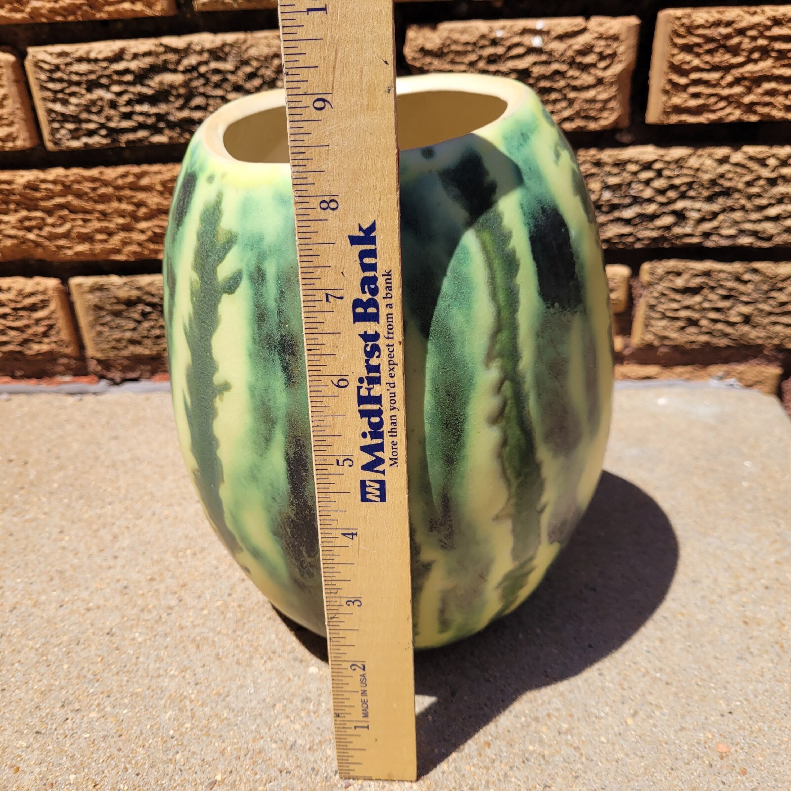 Patricia Garrett Watermelon Pottery Vase 1989 Great Impressions Crazing
