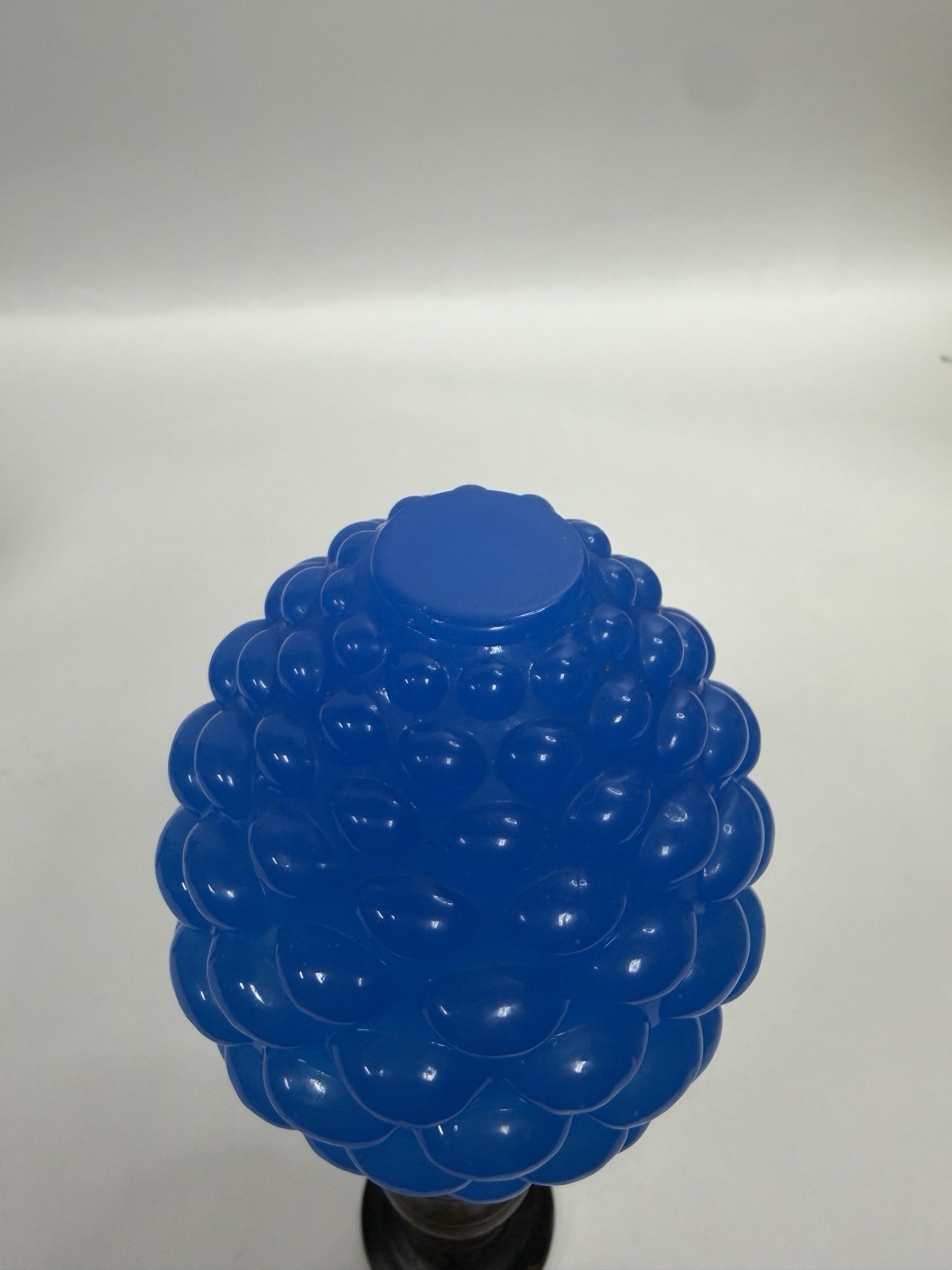 Pair Vintage Blue Opaline Hobnail Glass Bed Post Finials On Wood Bases 11” C30