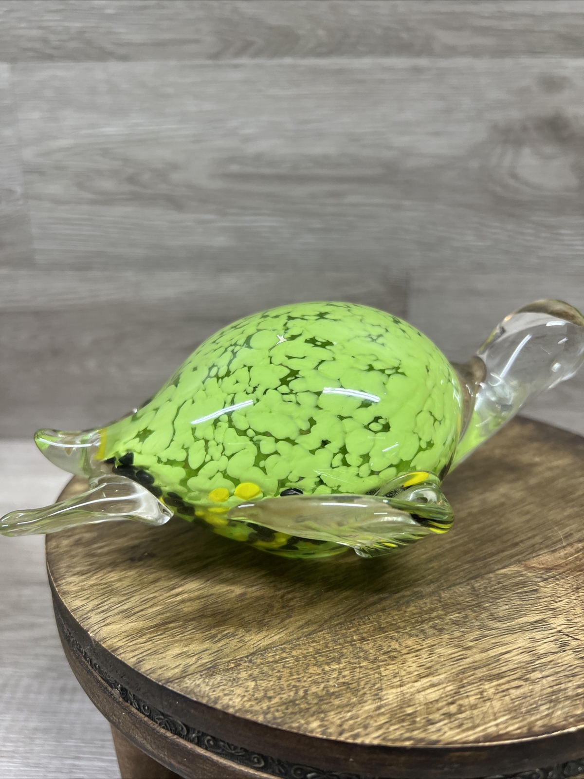 VTG Glass SEA Turtle Paperweight Clear Light Green 7” 5th Avenue Crystal