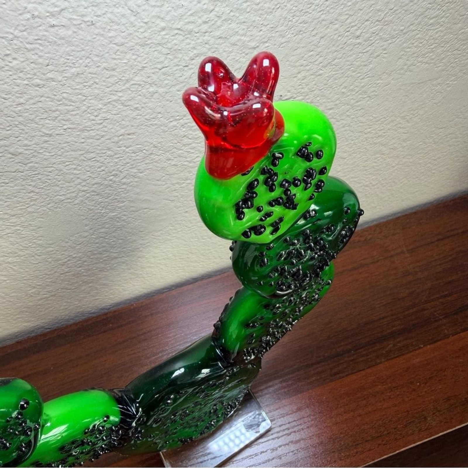 VTG GCA Art Glass Murano Style Cactus Prickly Pear 12.5″ Hand Blown Sculpture