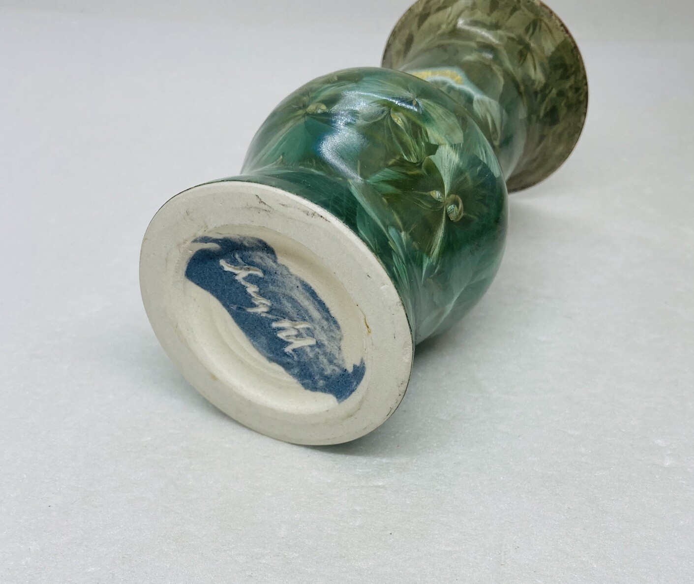 Rare Ernest Light Crystalline Porcelain Vase Green Starburst Glazed Effect 36