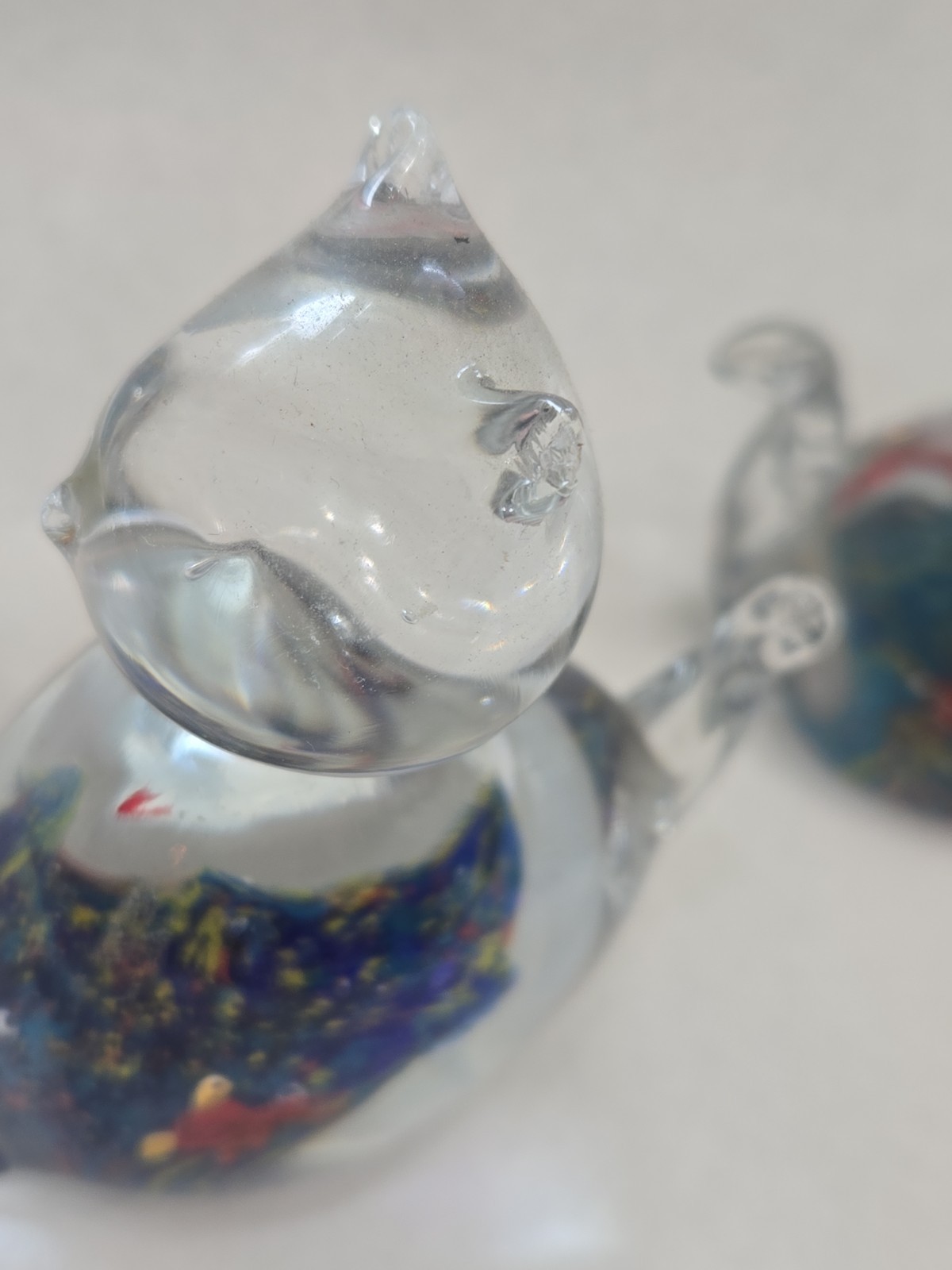 Murano Style Millefiori Art Glass Cat Figurines Lot Of Two Art Glass 4.5-4.75in