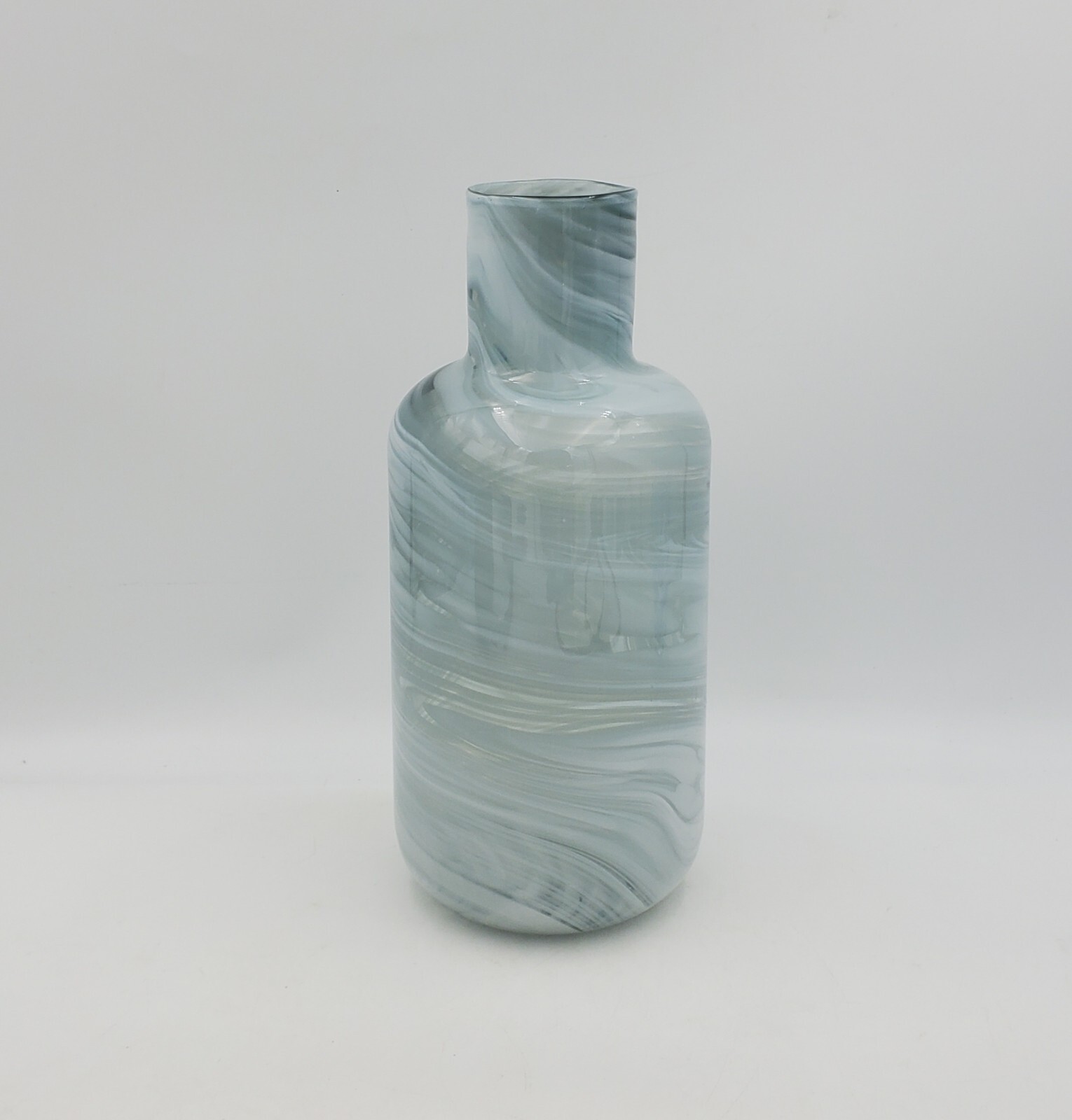 IKEA Vase Glass Submerged Design Iina Vuorivirta 10.5″ Swirl Gray Blue Clear Art