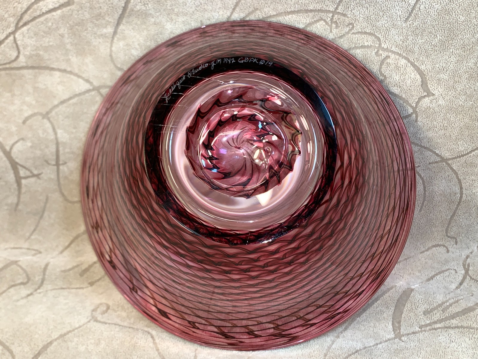1992 Lalique Red Bowl Tornado