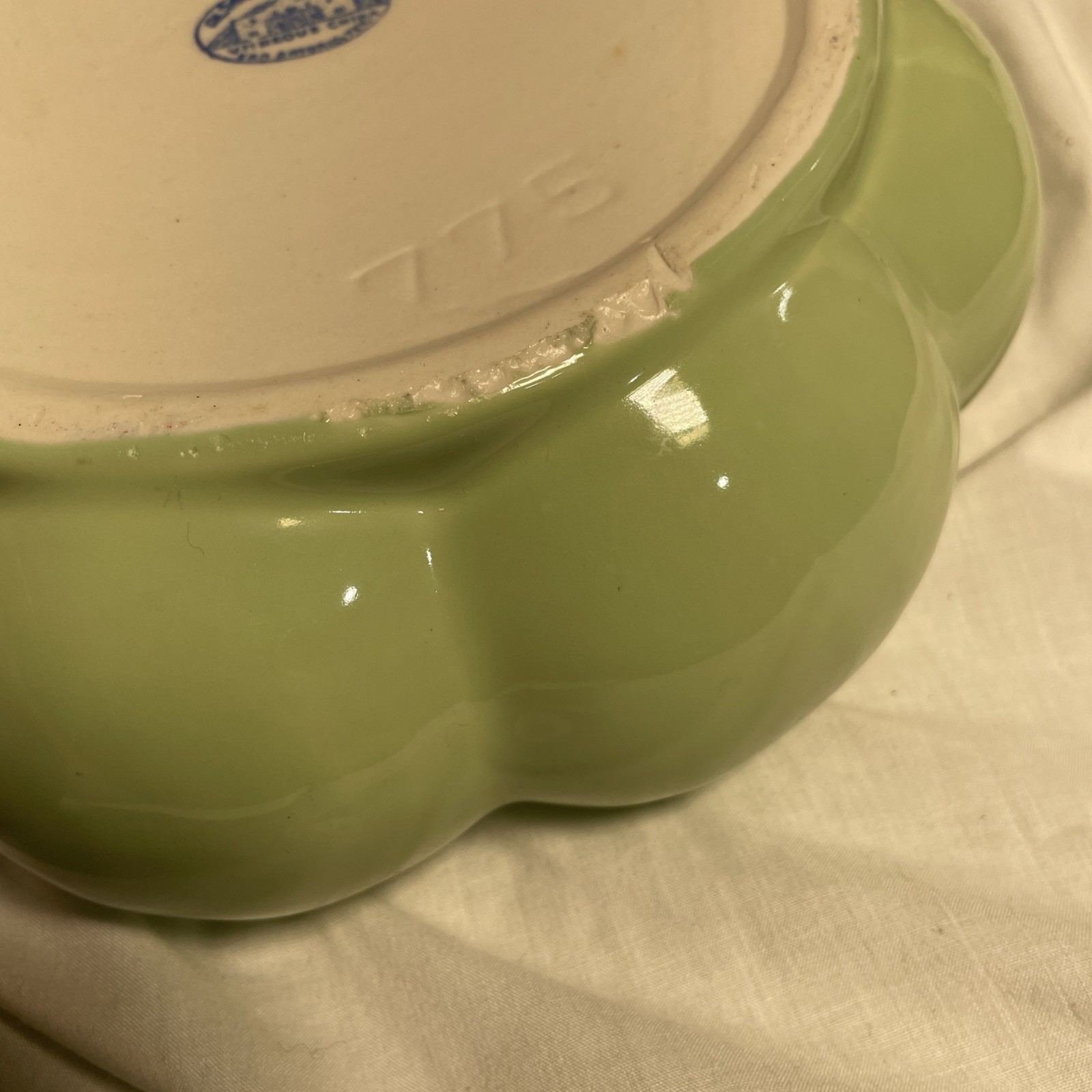 Mint Green Lotus Planter Vitreous China By Alamo Pottery Art Deco Scalloped VTG