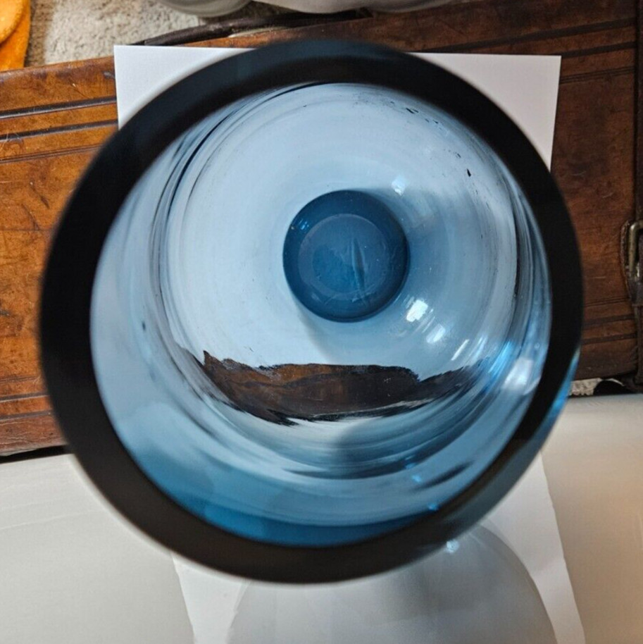 Large Modern Glass Vase Hand-Made in Poland 15″ Tall Blue Art Glass