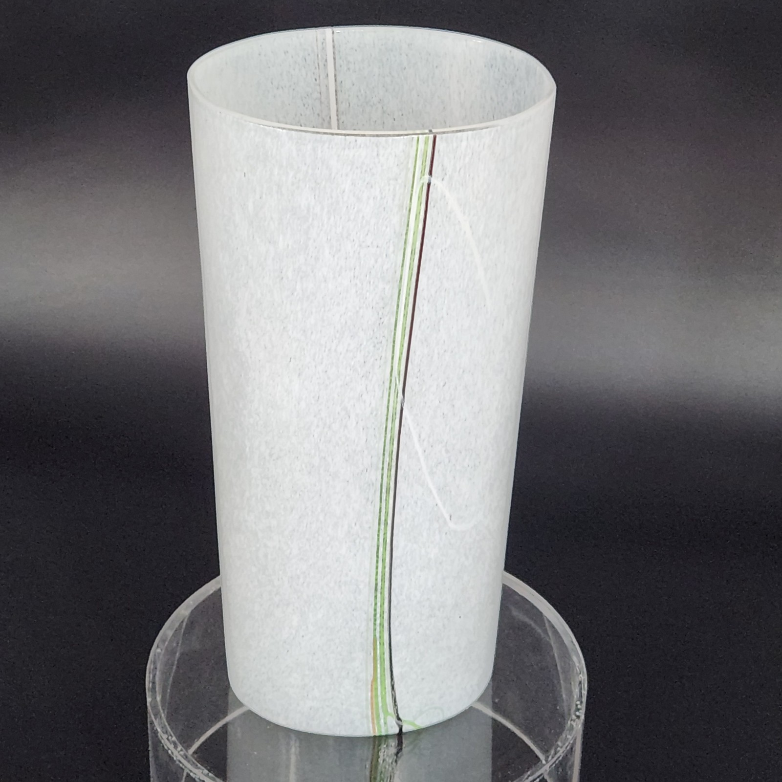 Signed Vtg Kosta Boda Vase White Rainbow Stripe Art Glass #48227 Bertil Vallien