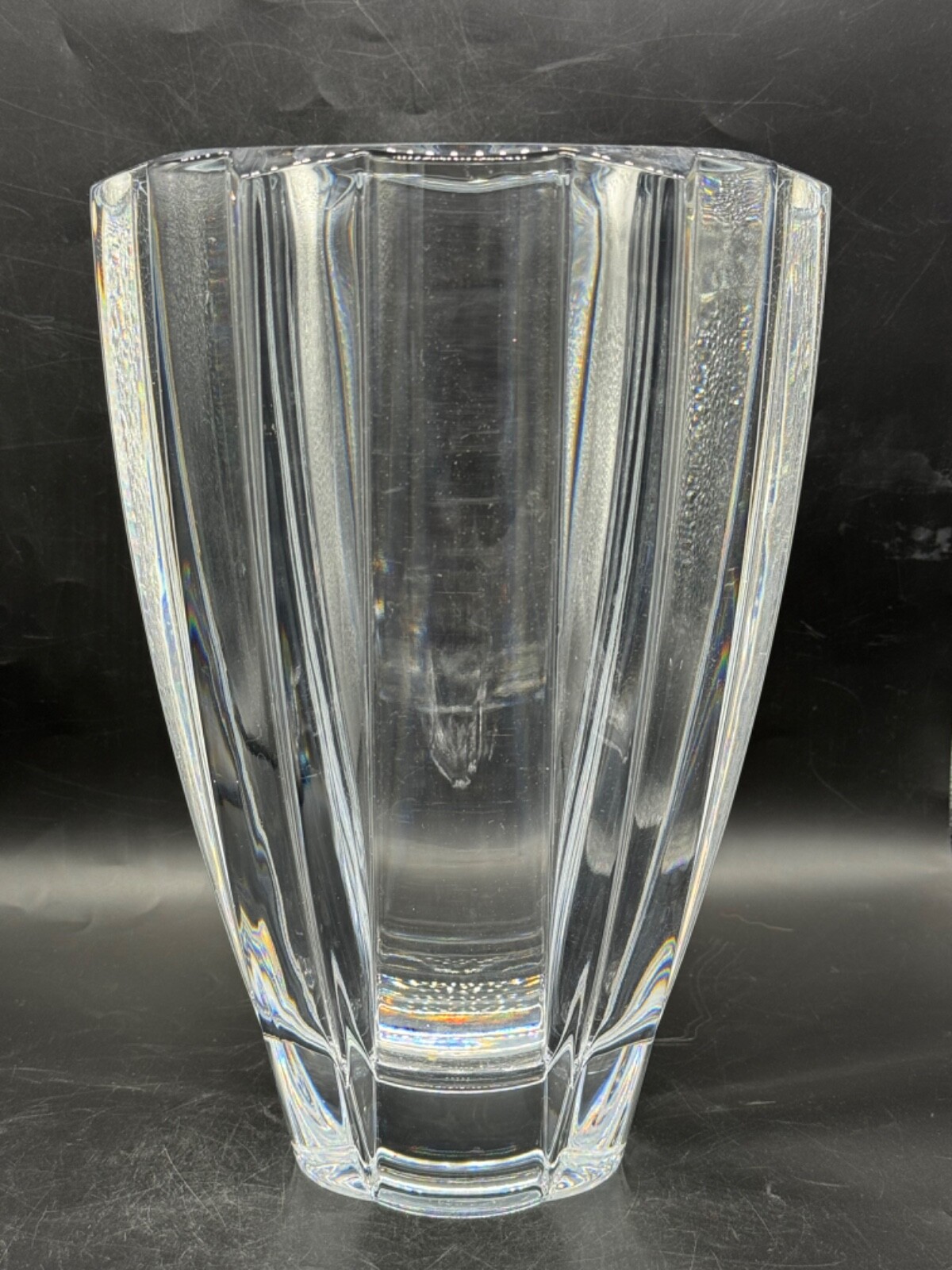 ORREFORS, Clear Crystal vase , 10 pounds 10″ tall