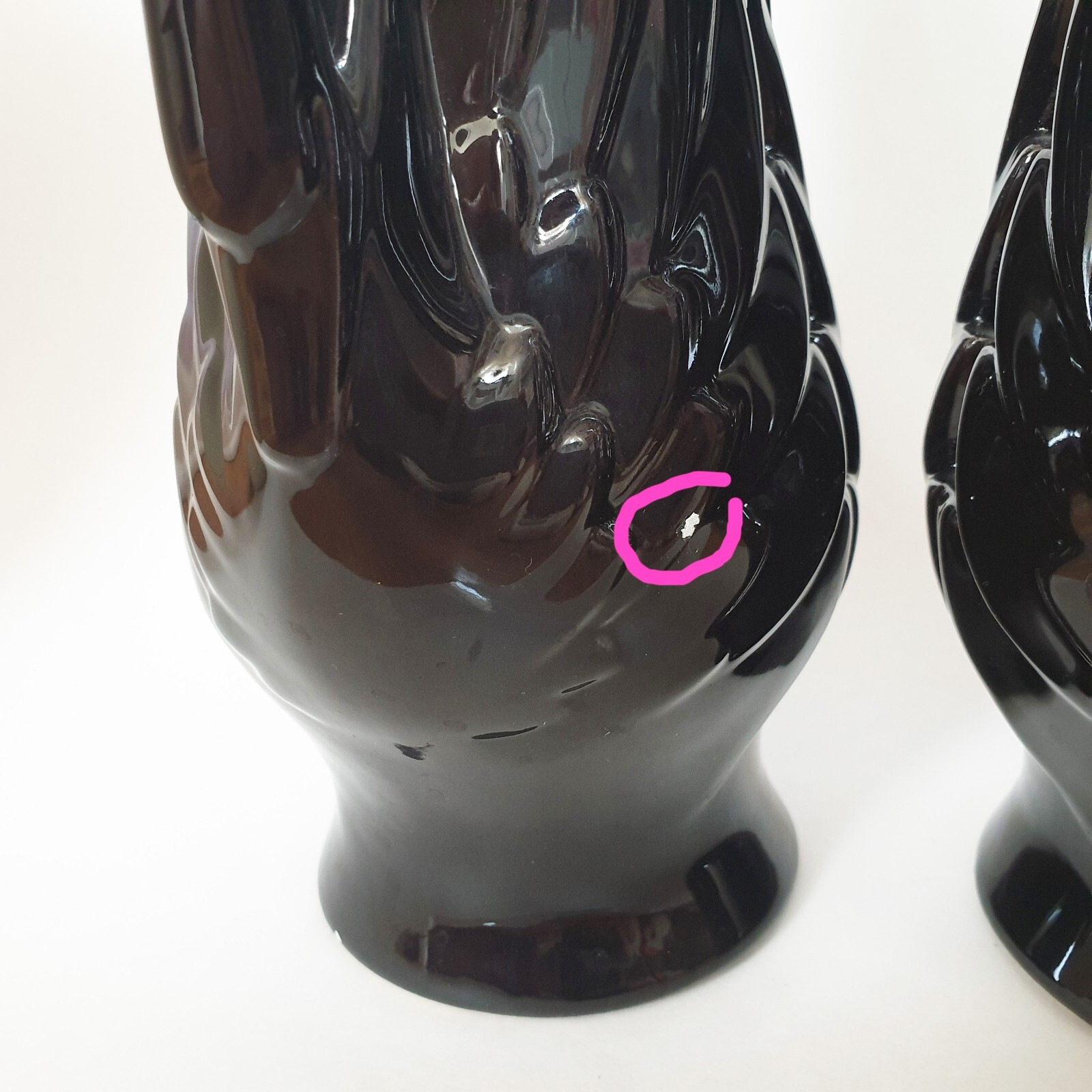 Vintage Haeger Double Swan Vase Set Dark Brown Black Swans 1978 Handle Planter