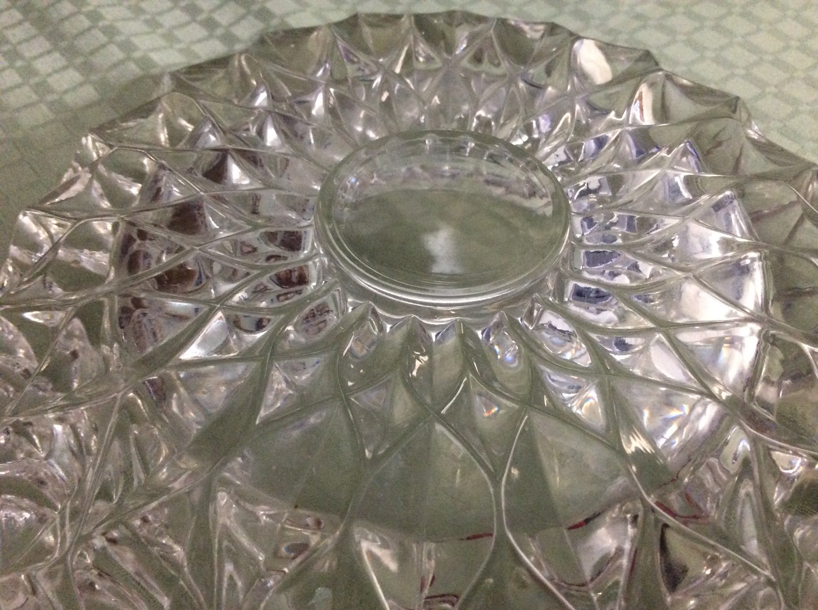 Antique Heavy Lead Crystal Ashtray Cut Glass 7″ Cigarette Cigar Diamond Cut 2lbs