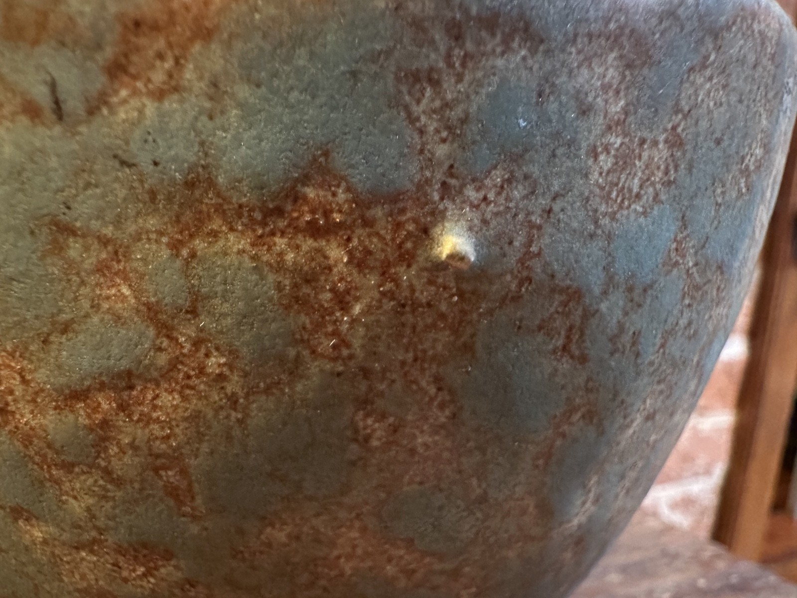 BURLEY Winter Pottery 1930’s Vase Planter #43 Mottled Green and Orange 6″