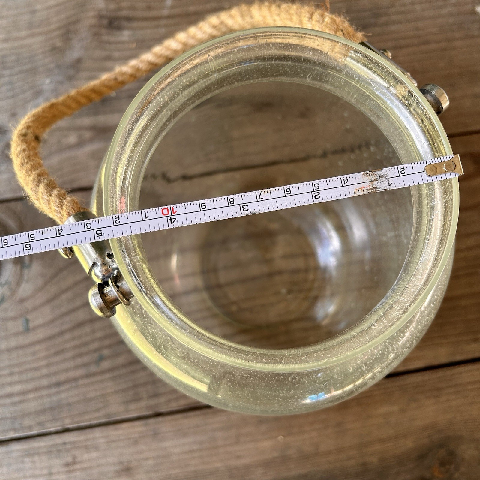 Decorative Glass Jar With Rope Handle Vase Candle Holder Patio Wedding Nautical