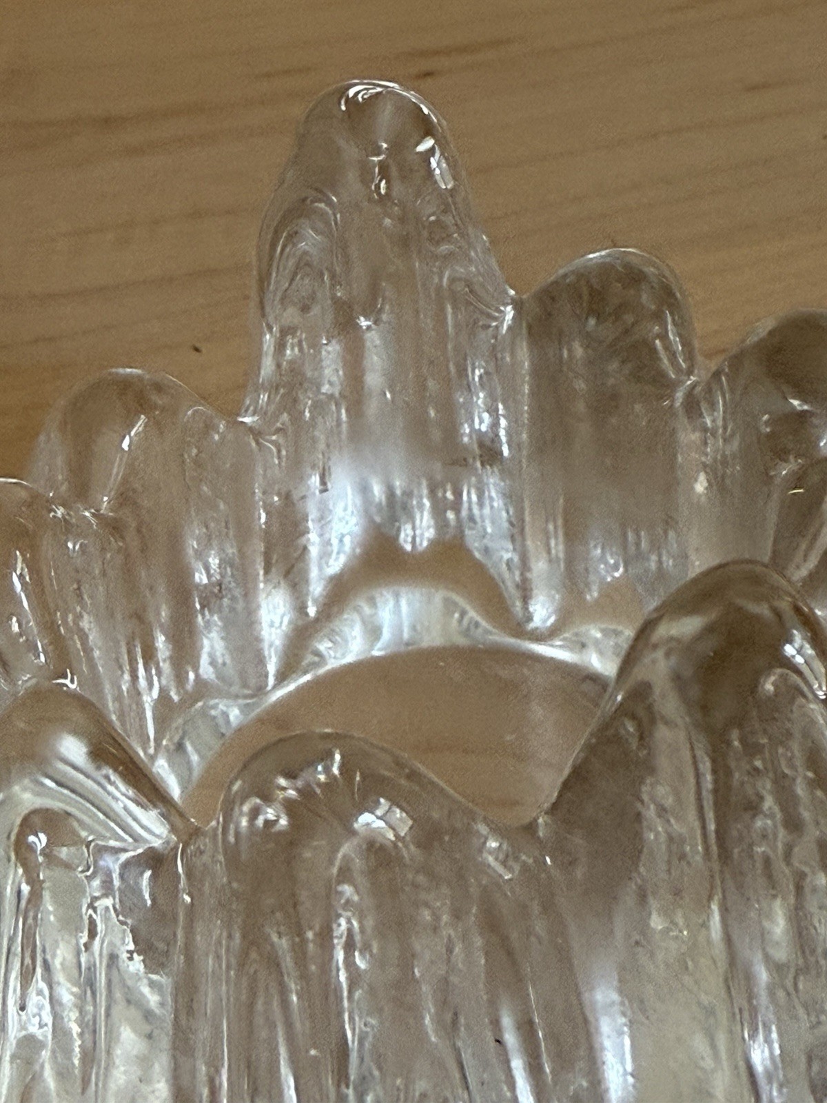 4 Vtg MCM Nybro Sweden Crystal Glass Volcano Votive Candle Holders Rune Strand