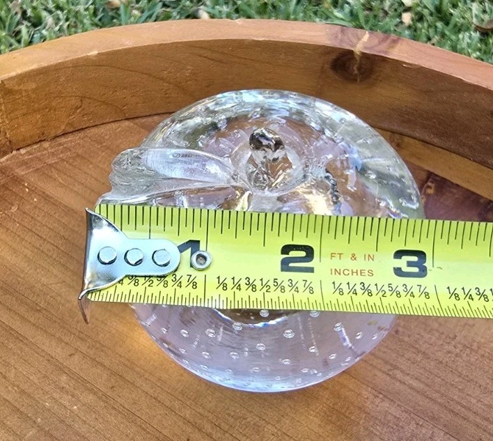 Vintage Crystal Clear w/ Bubbles Glass Apple Paperweight Figurine 3 Inches Tall