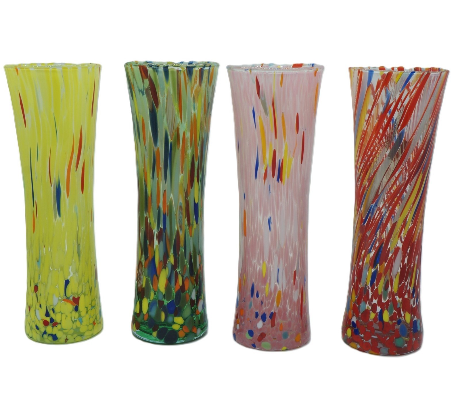 New Murano Millefiori Multi-Colored Green Vase Italian Art Glass Casanova