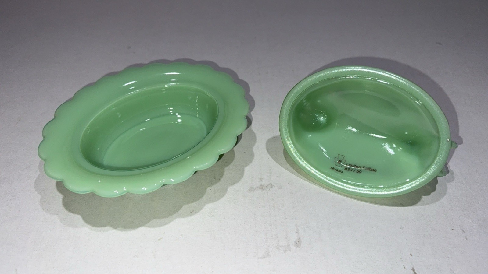 Mosser Jadeite Glass Hen on Nest Limited Edition Rosso Hand Painted #33/50