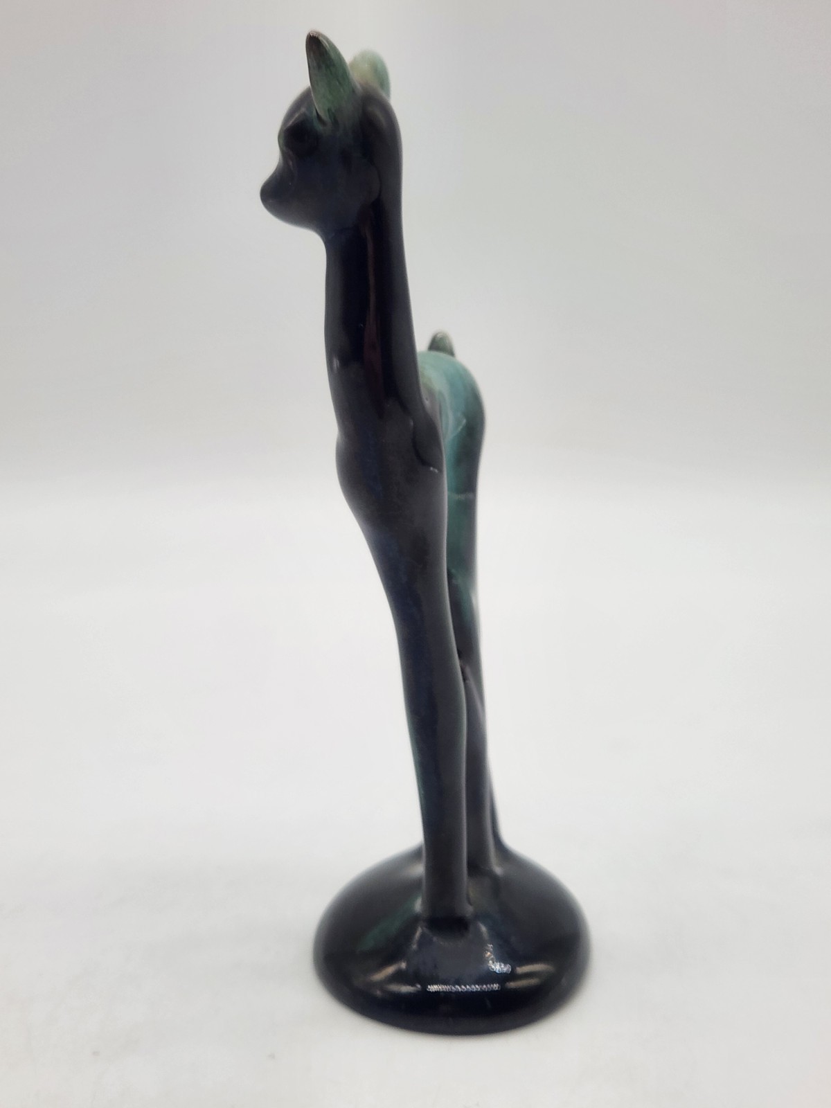 Blue Mountain Pottery Canada Green Brown Drip Glazed Standing Deer Figurine