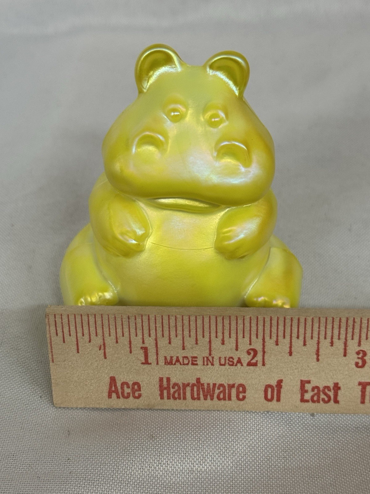 Fenton Glass Dandelion UV Yellow Carnival Hippopotamus Figurine 3 1/4h X 2 3/4 W