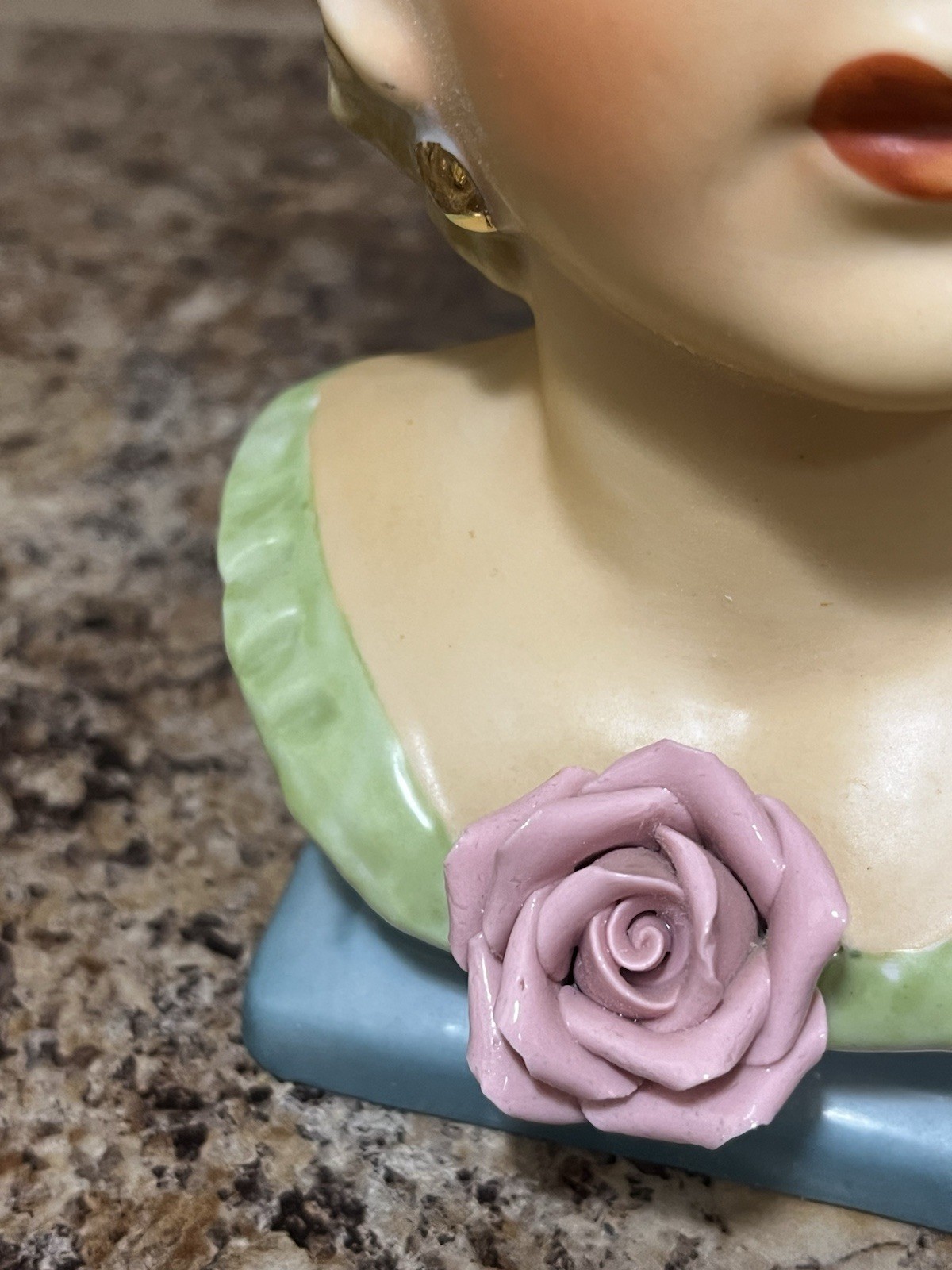 Vtg Ucagco Japan 1960s Porcelain Lady Head Vase Curly Blonde Hand Painted