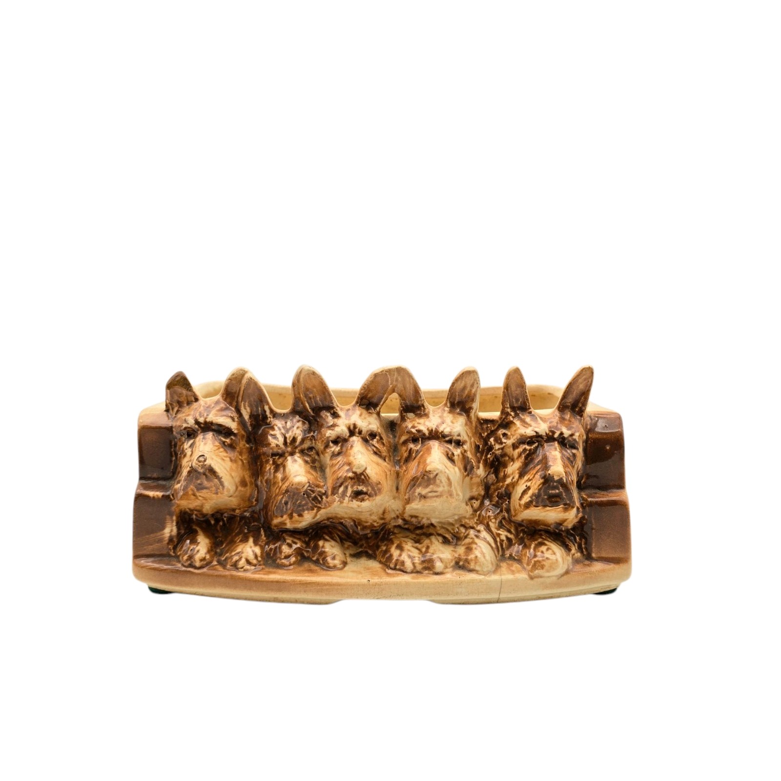 MCM McCoy Five Scottie Dogs Planter, Brown AND Cream Vintage 1949