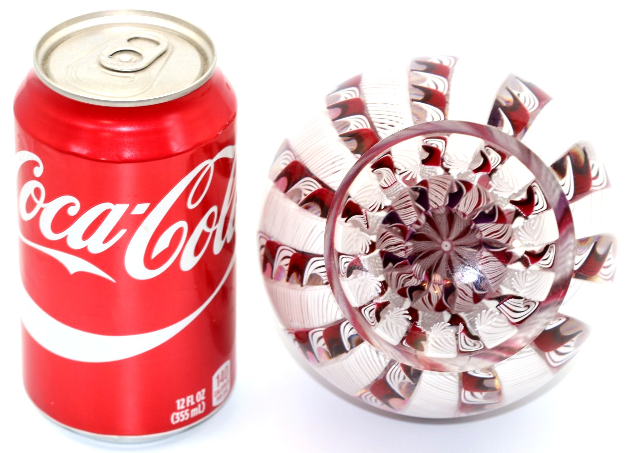 Massive CAPE COD 4.3″ Red & White TRIPLE CROWN Art Glass Paperweight 4.25 Pounds