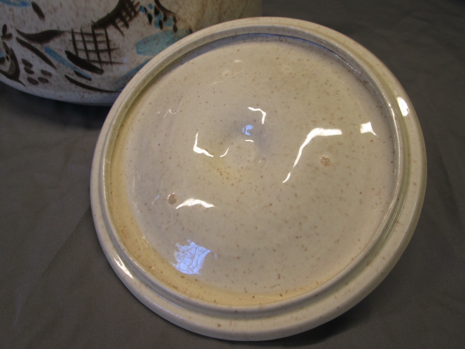 Red Wing BOB WHITE QUAIL Vintage Tab Handled LIDDED CASSEROLE Turquoise Brown
